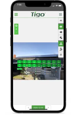 Tigo Energy Intelligence monitoring screenshot on a phone
